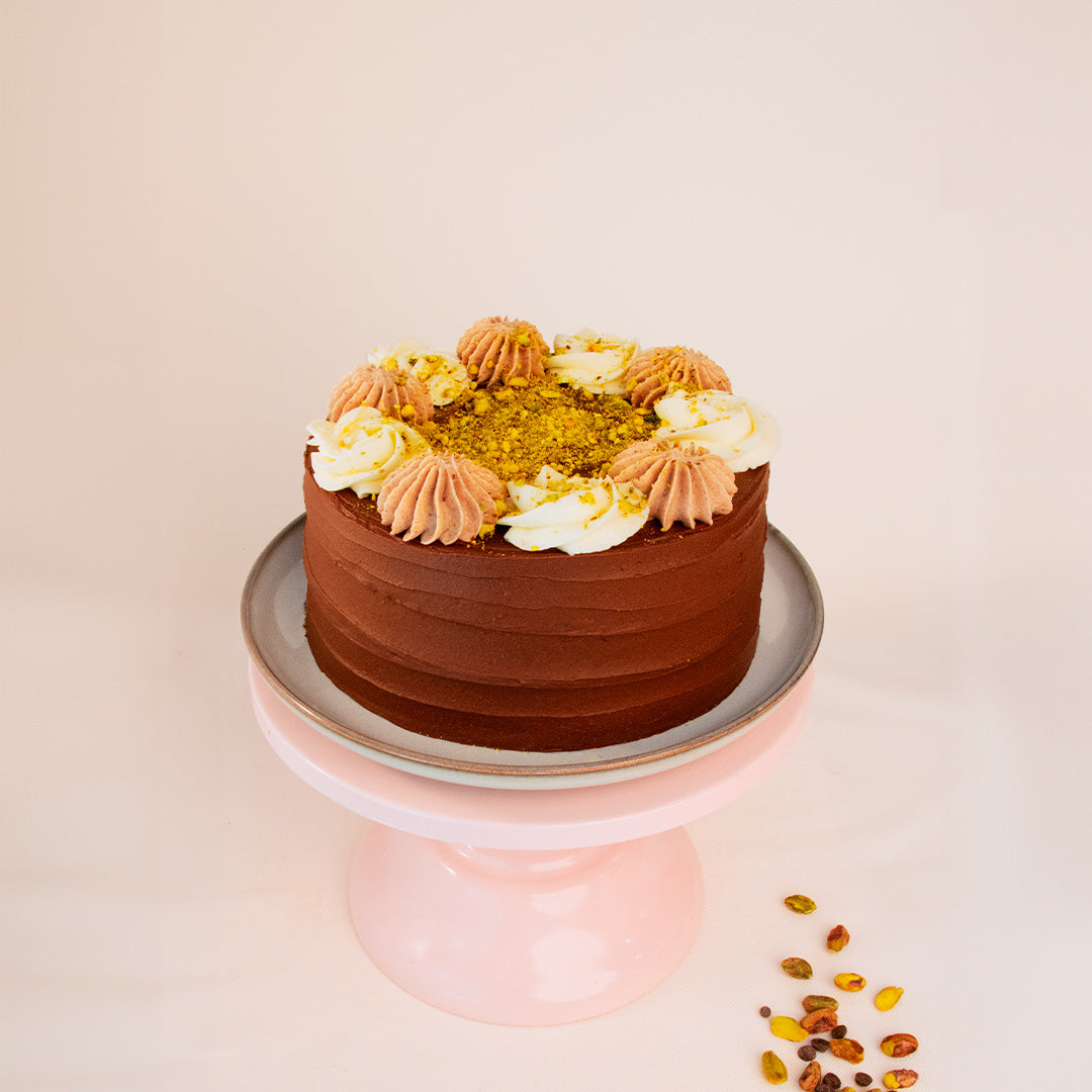 Tarta Keto Triple Chocolat Pistacho