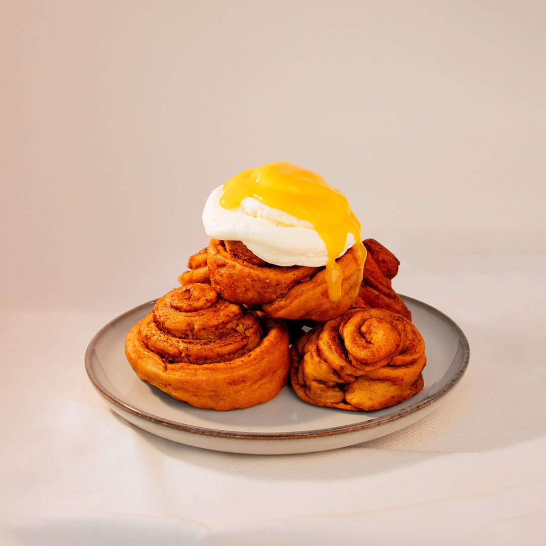 Cinnamon roll Mango passion fruit and turmeric