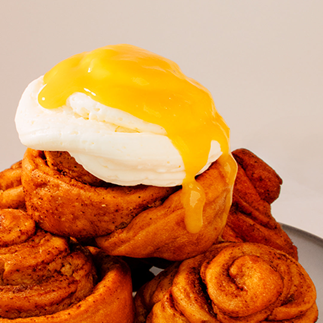 Cinnamon roll Mango passion fruit and turmeric