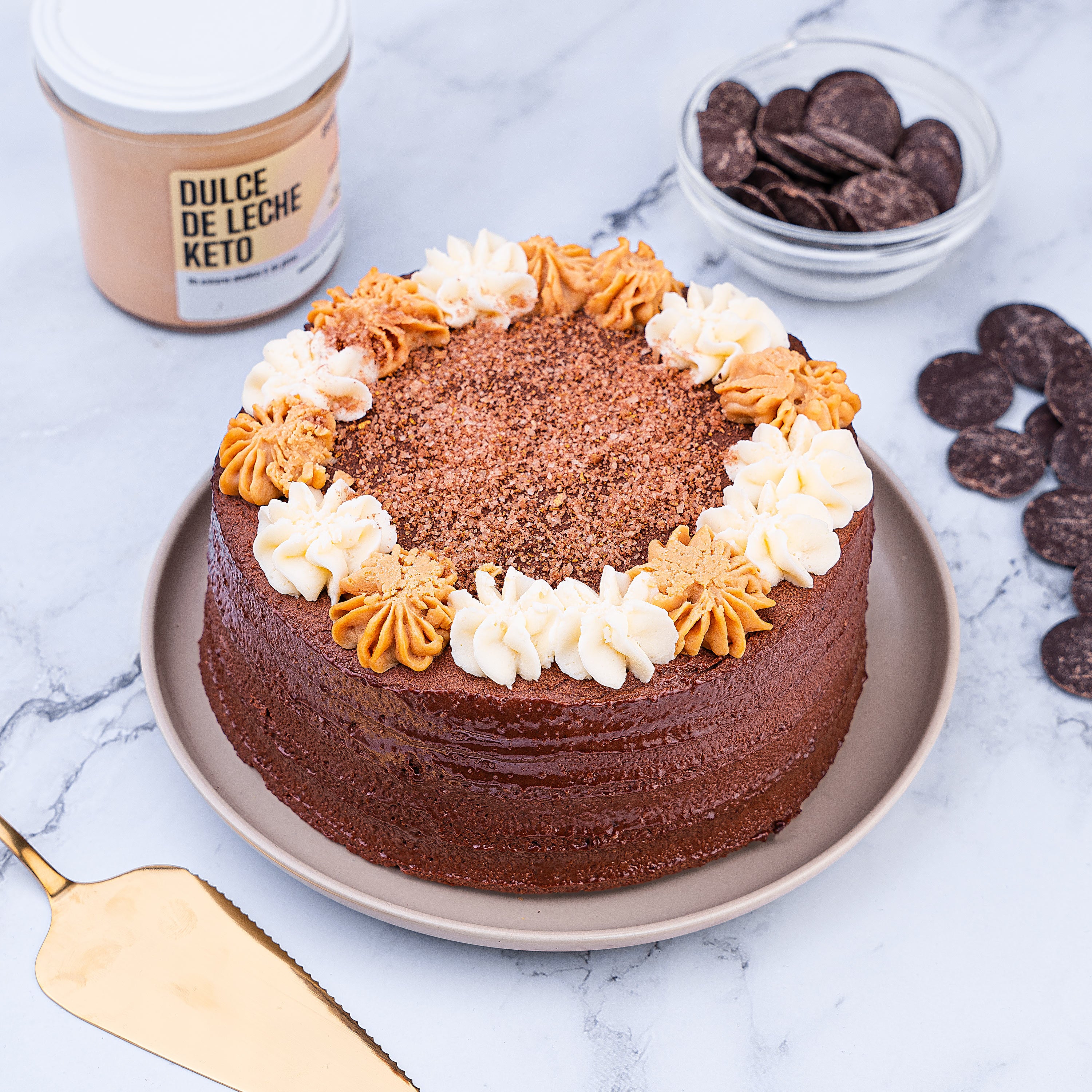 Tarta Keto Caramel Chocolat